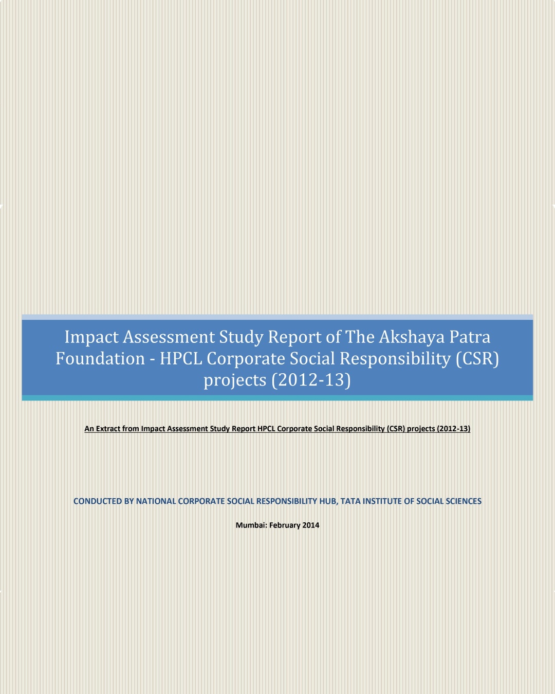 Impact Assessment Study Report